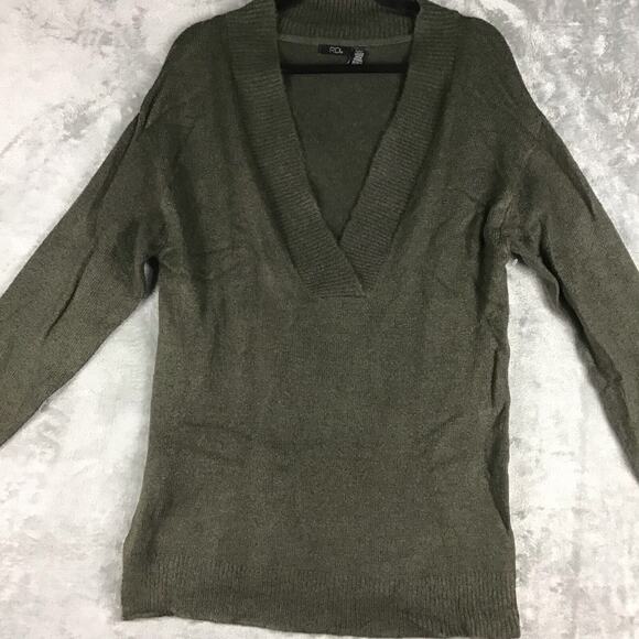 RDI Womens XS Tunic Sweater Dark Green V Neck Oversized Solid Stretch NWOT - Picture 6 of 13